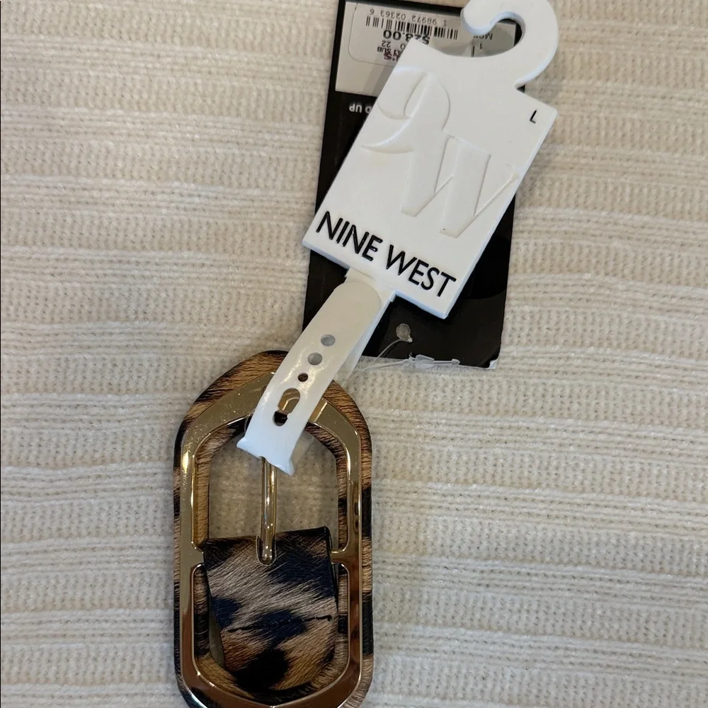 Nine West Animal Print Belt with Gold Buckle